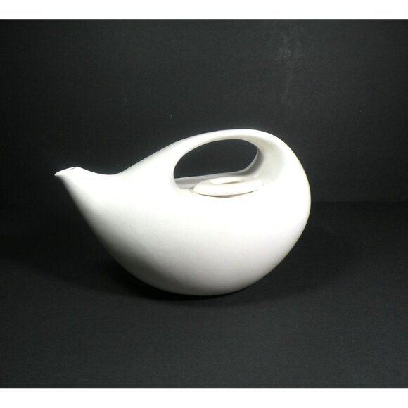 Vintage Robert Witkoff Mid-Century  White Porcelain Teapot With Sculptural Desig - Picture 1 of 13